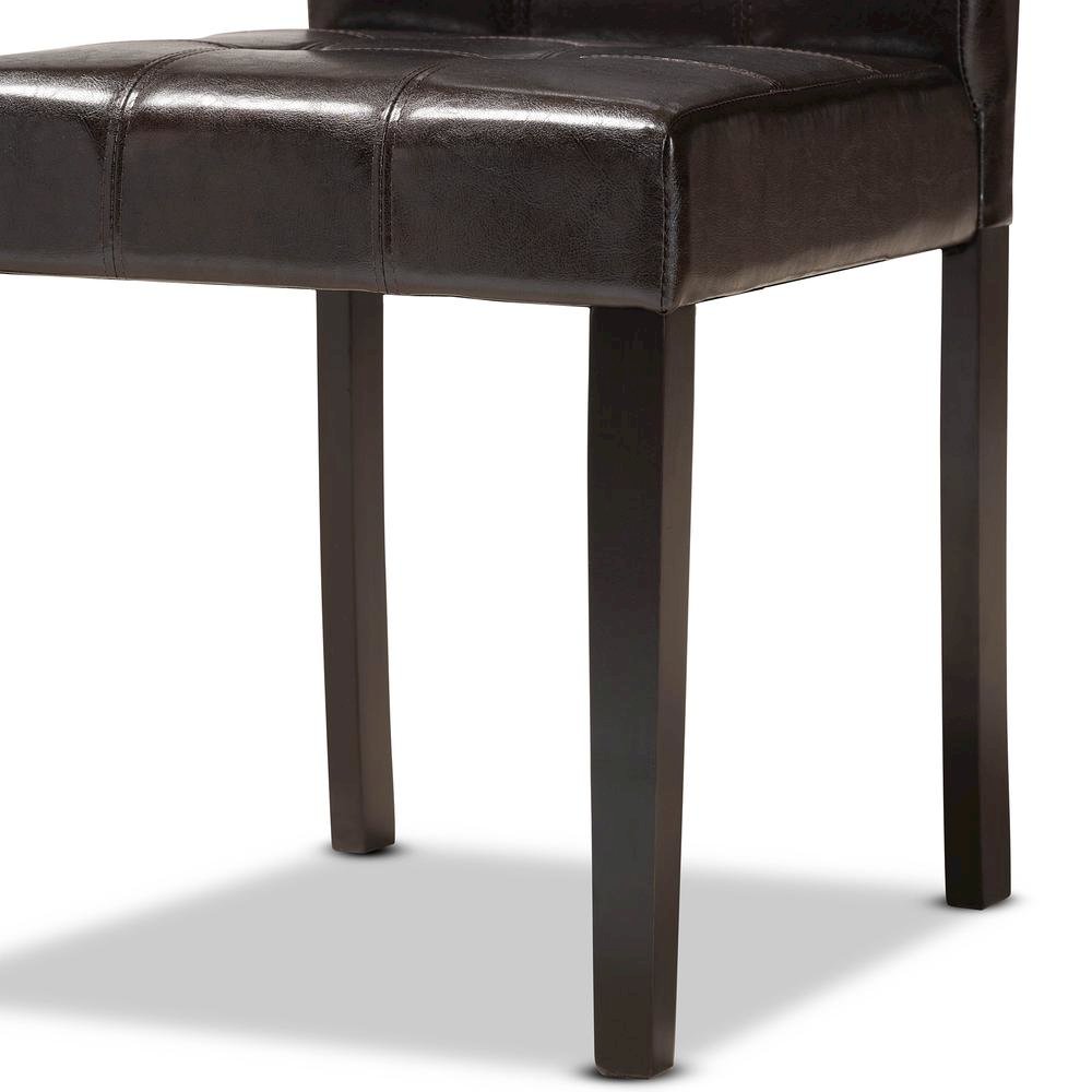Leather Upholstered and Dark Brown Finished Wood 5-Piece Dining Set. Picture 15