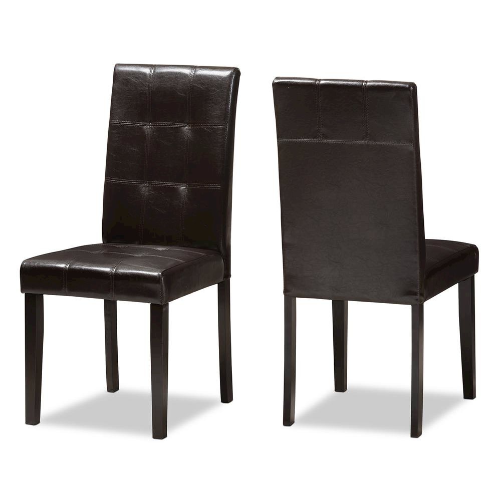 Dark Brown Faux Leather Upholstered 5-Piece Dining Set. Picture 9