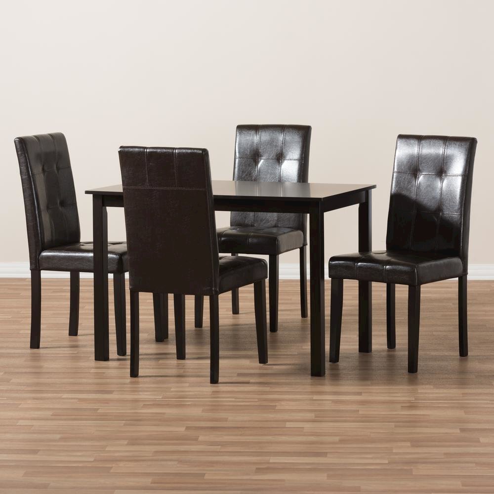Dark Brown Faux Leather Upholstered 5-Piece Dining Set. Picture 13