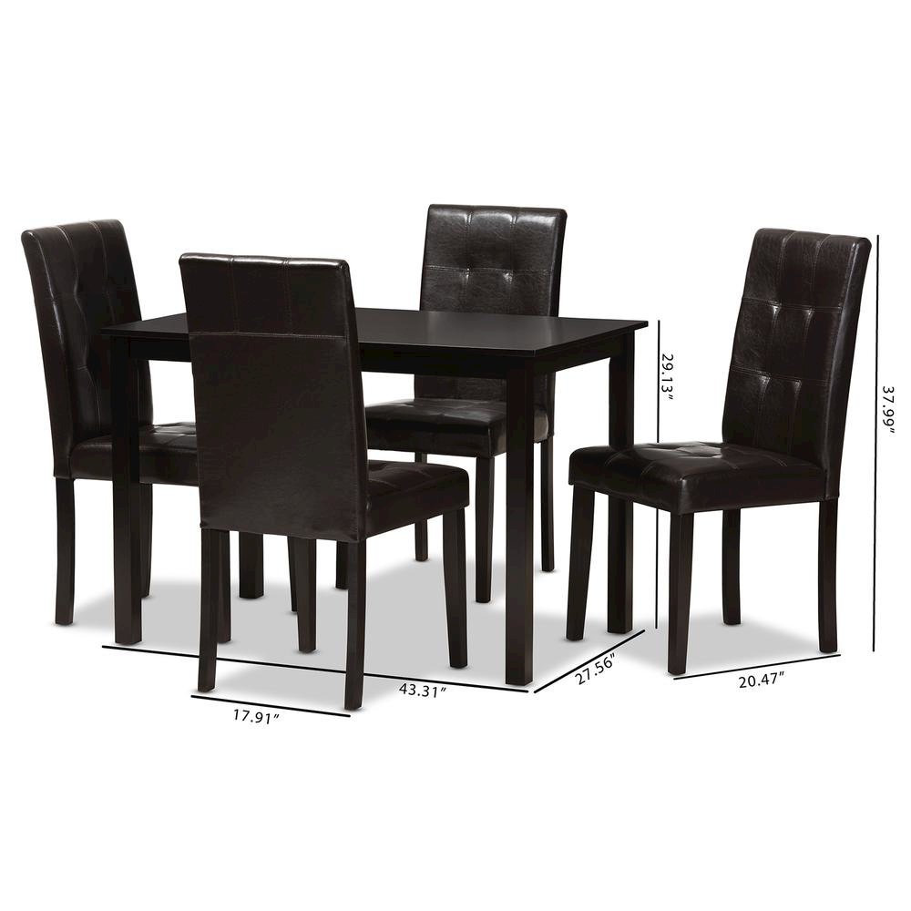 Dark Brown Faux Leather Upholstered 5-Piece Dining Set. Picture 14