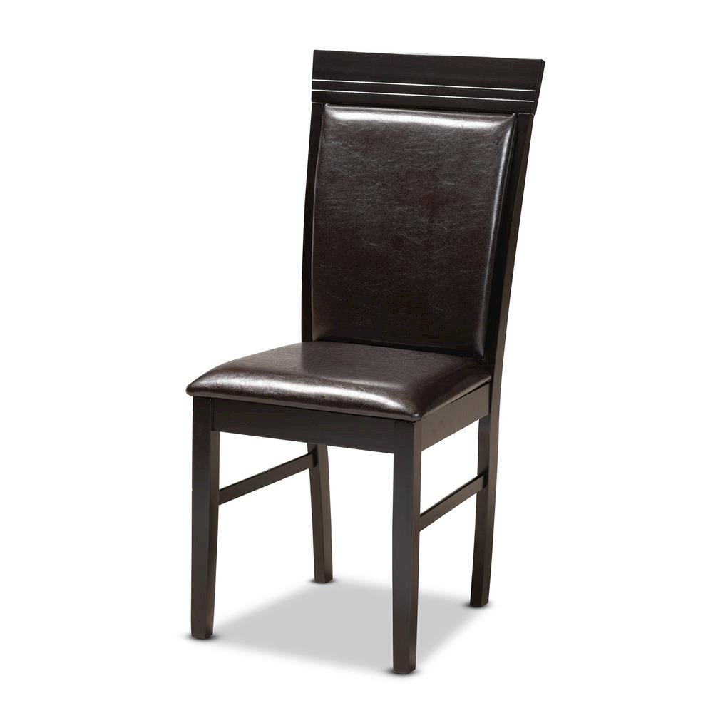 Leather Upholstered and Dark Brown Finished Wood 7-Piece Dining Set. Picture 11