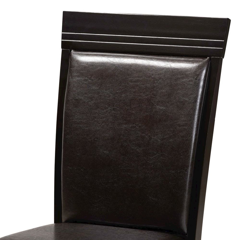 Leather Upholstered and Dark Brown Finished Wood 7-Piece Dining Set. Picture 14