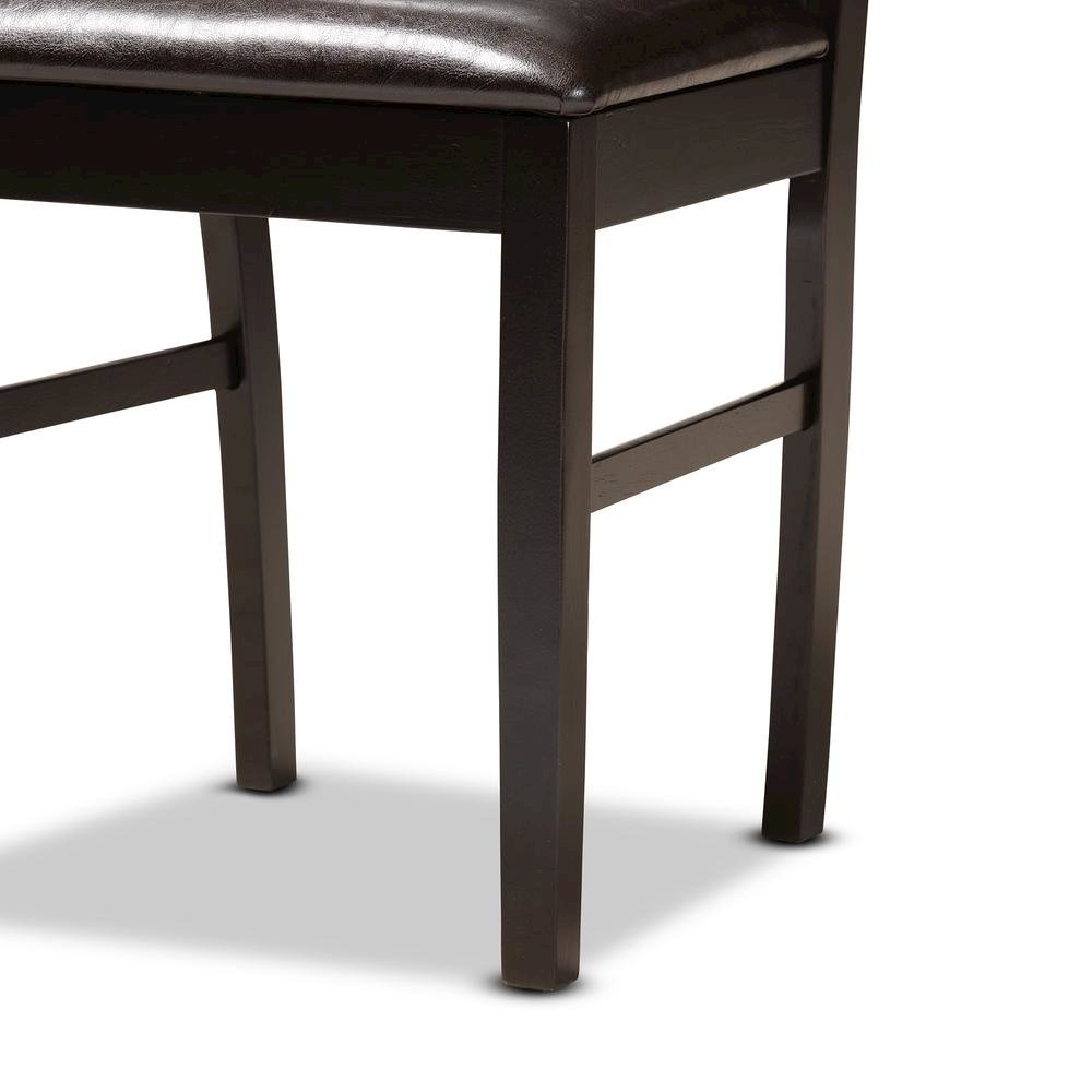 Leather Upholstered and Dark Brown Finished Wood 7-Piece Dining Set. Picture 15