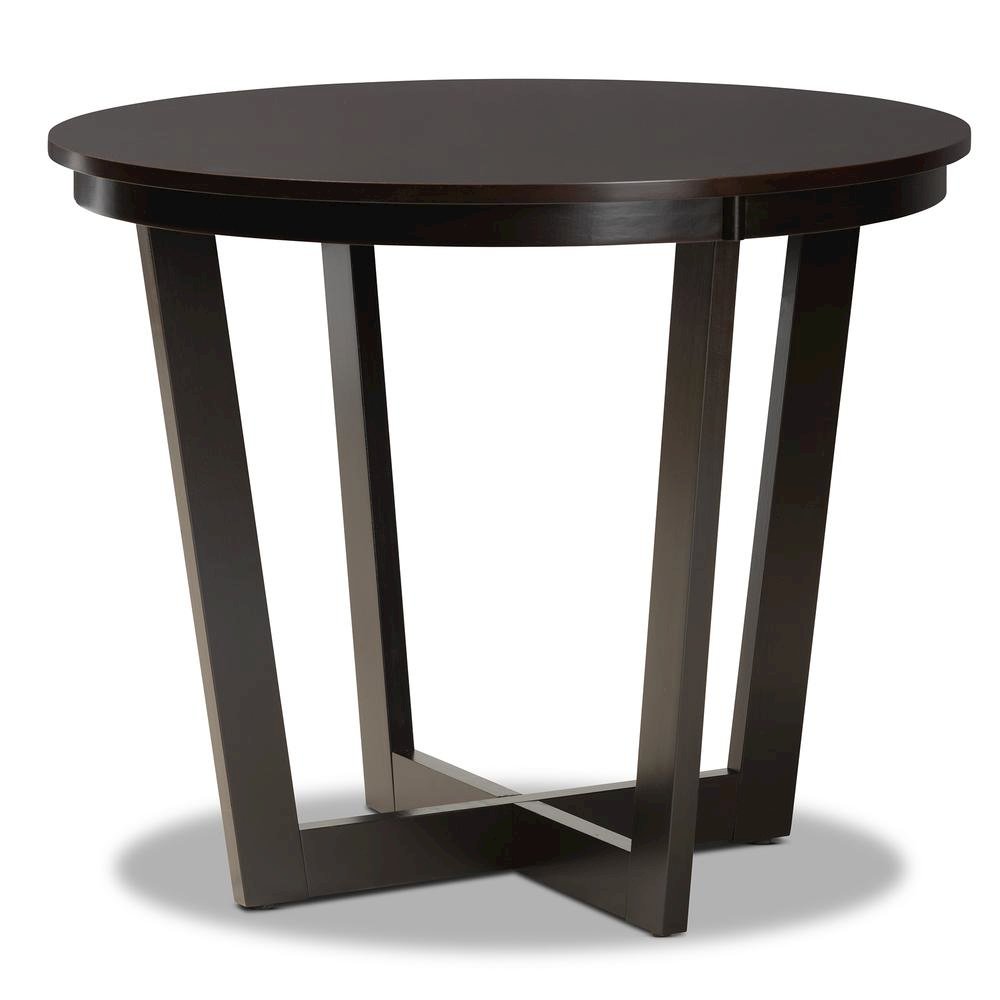 Leather Upholstered and Dark Brown Finished Wood 5-Piece Dining Set. Picture 12
