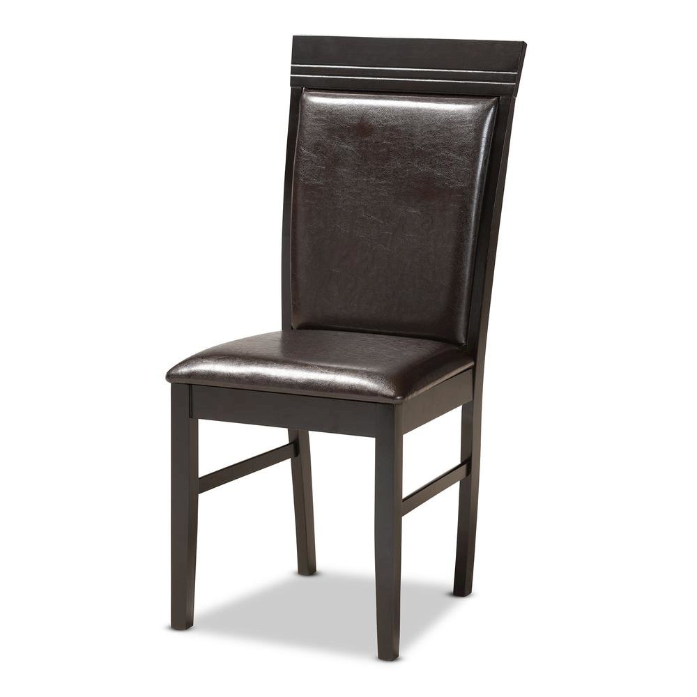 Leather Upholstered and Dark Brown Finished Wood 5-Piece Dining Set. Picture 11