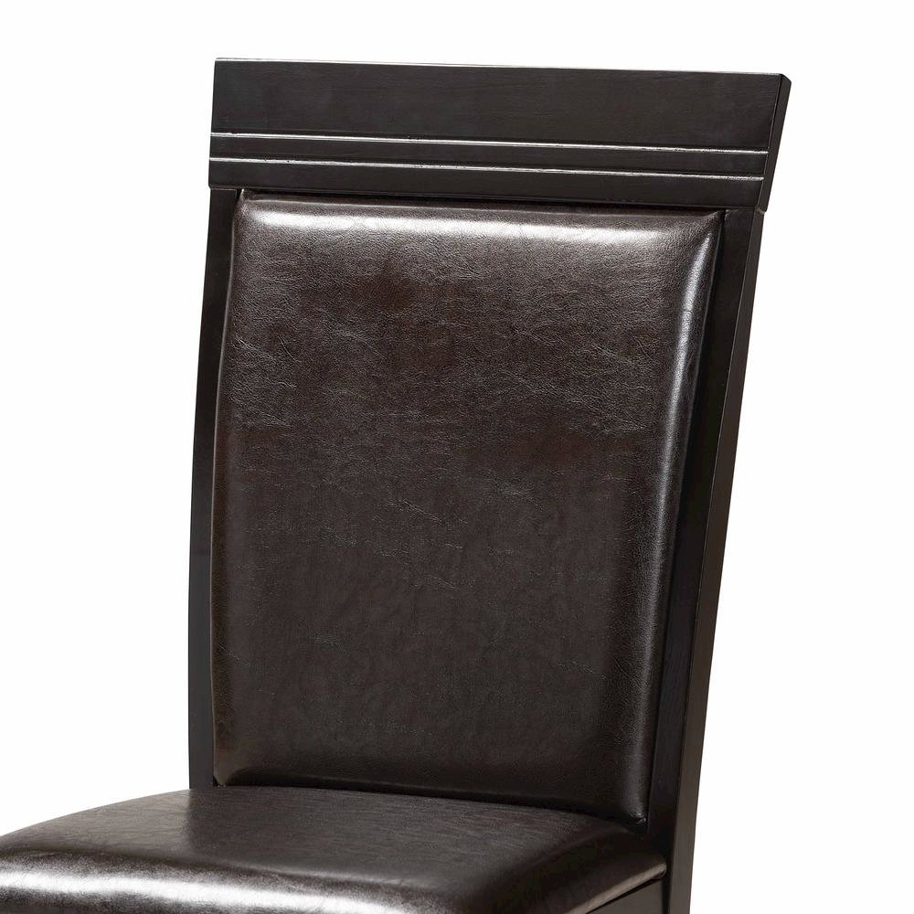 Leather Upholstered and Dark Brown Finished Wood 5-Piece Dining Set. Picture 14