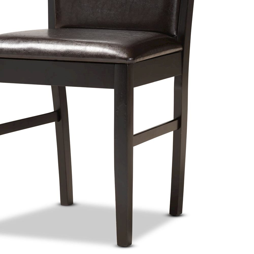 Leather Upholstered and Dark Brown Finished Wood 5-Piece Dining Set. Picture 15