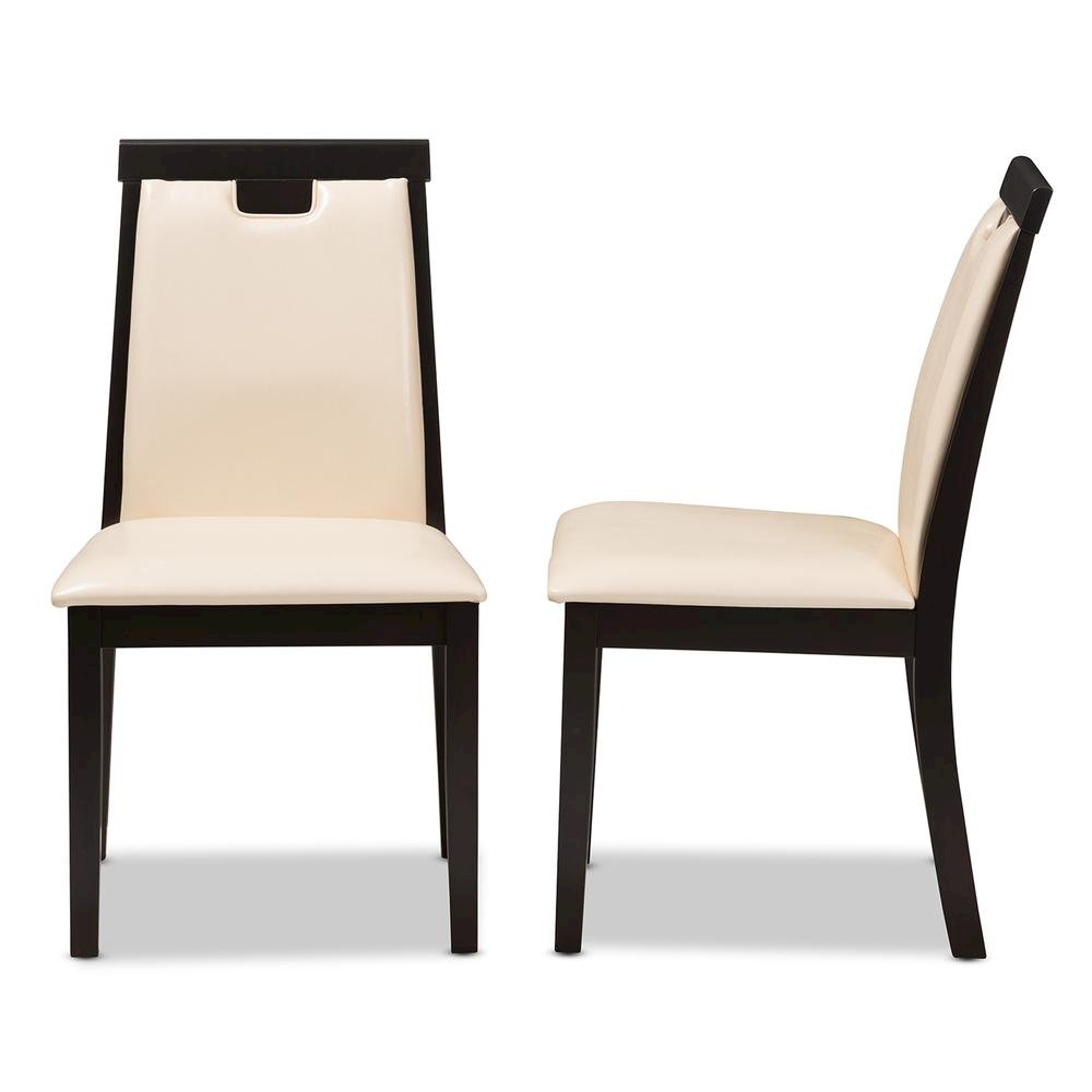 Leather Upholstered and Dark Brown Finished Dining Chair (Set of 2). Picture 10