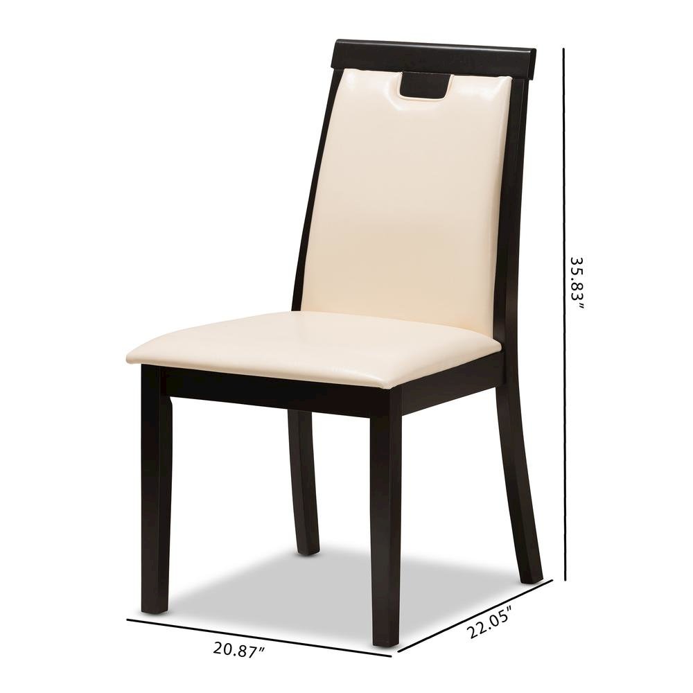 Leather Upholstered and Dark Brown Finished Dining Chair (Set of 2). Picture 14