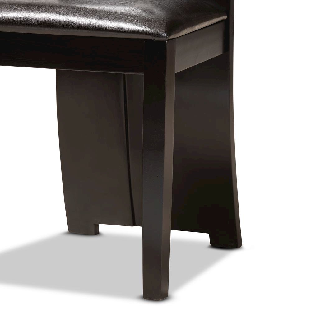 Leather Upholstered and Dark Brown Finished Wood 7-Piece Dining Set. Picture 15