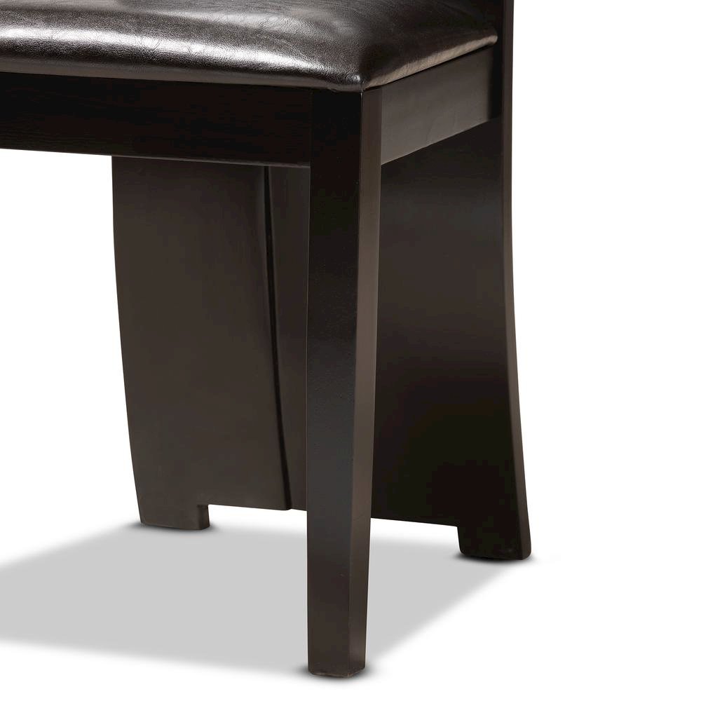 Leather Upholstered and Dark Brown Finished Wood 5-Piece Dining Set. Picture 15