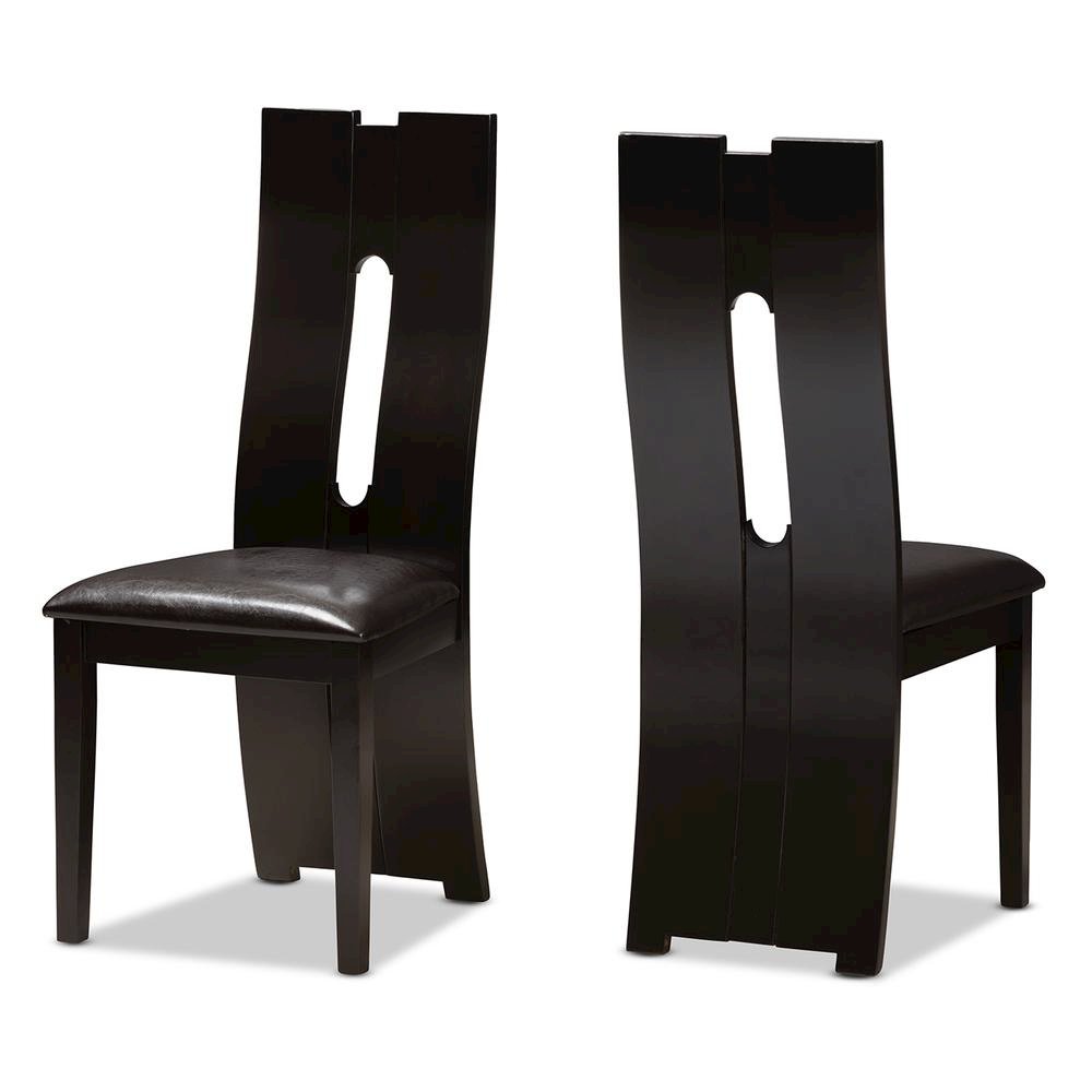 Dark Brown Faux Leather Upholstered 5-Piece Dining Set. Picture 9