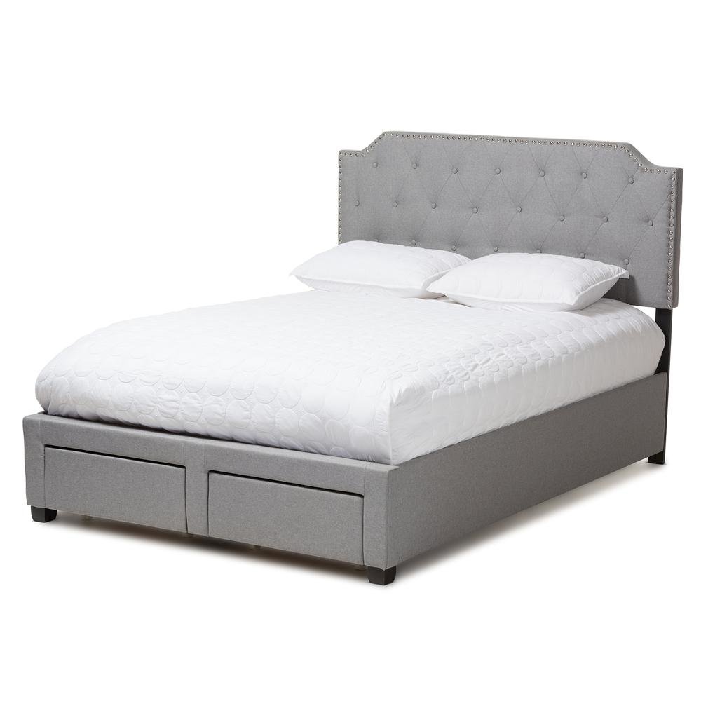 Aubrianne Modern and Contemporary Grey Fabric Upholstered Queen Storage Bed. Picture 14