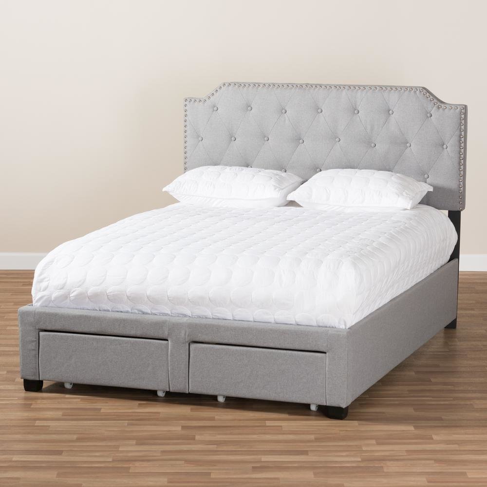Aubrianne Modern and Contemporary Grey Fabric Upholstered Queen Storage Bed. Picture 24