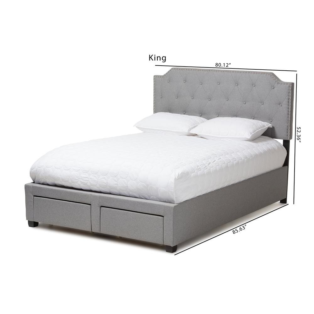Aubrianne Modern and Contemporary Grey Fabric Upholstered Queen Storage Bed. Picture 26