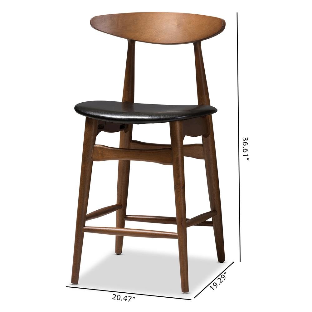 Leather Upholstered Walnut Finished Counter Stool (Set of 2). Picture 16