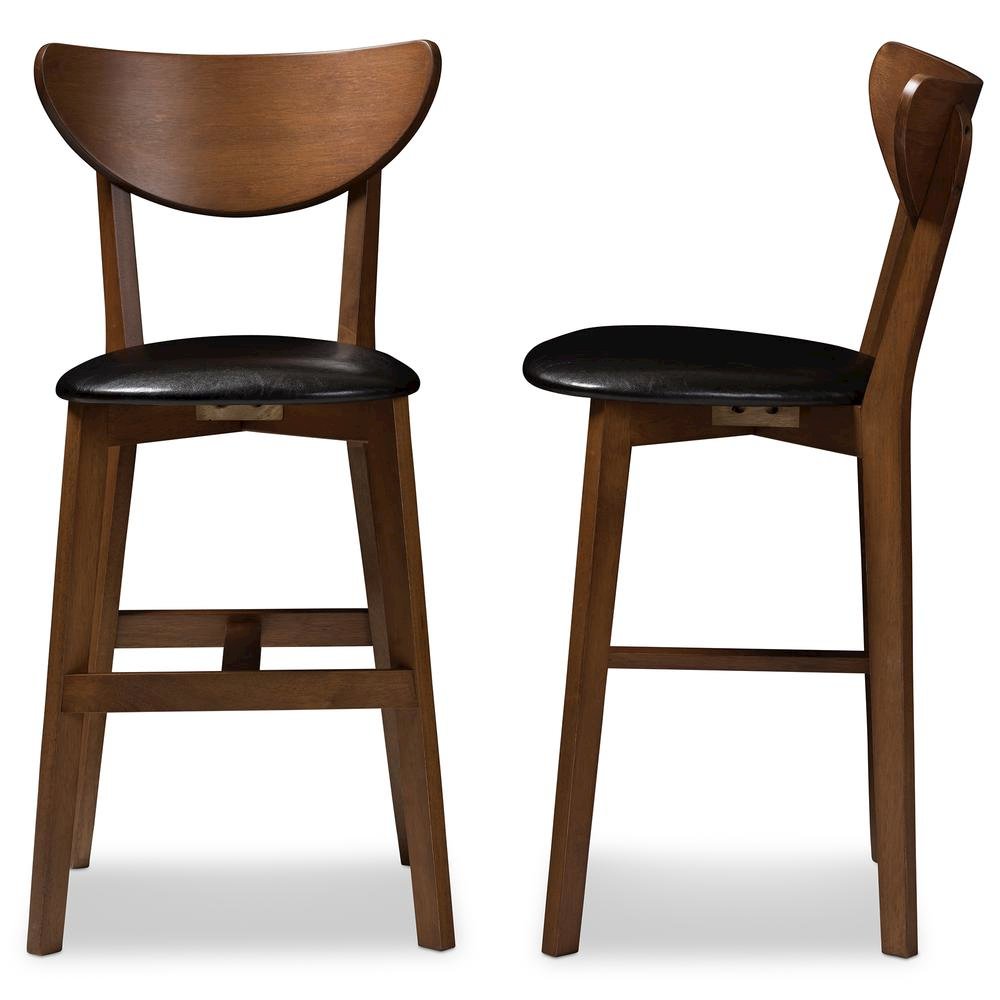 Leather Upholstered Walnut Finished Counter Stool (Set of 2). Picture 11
