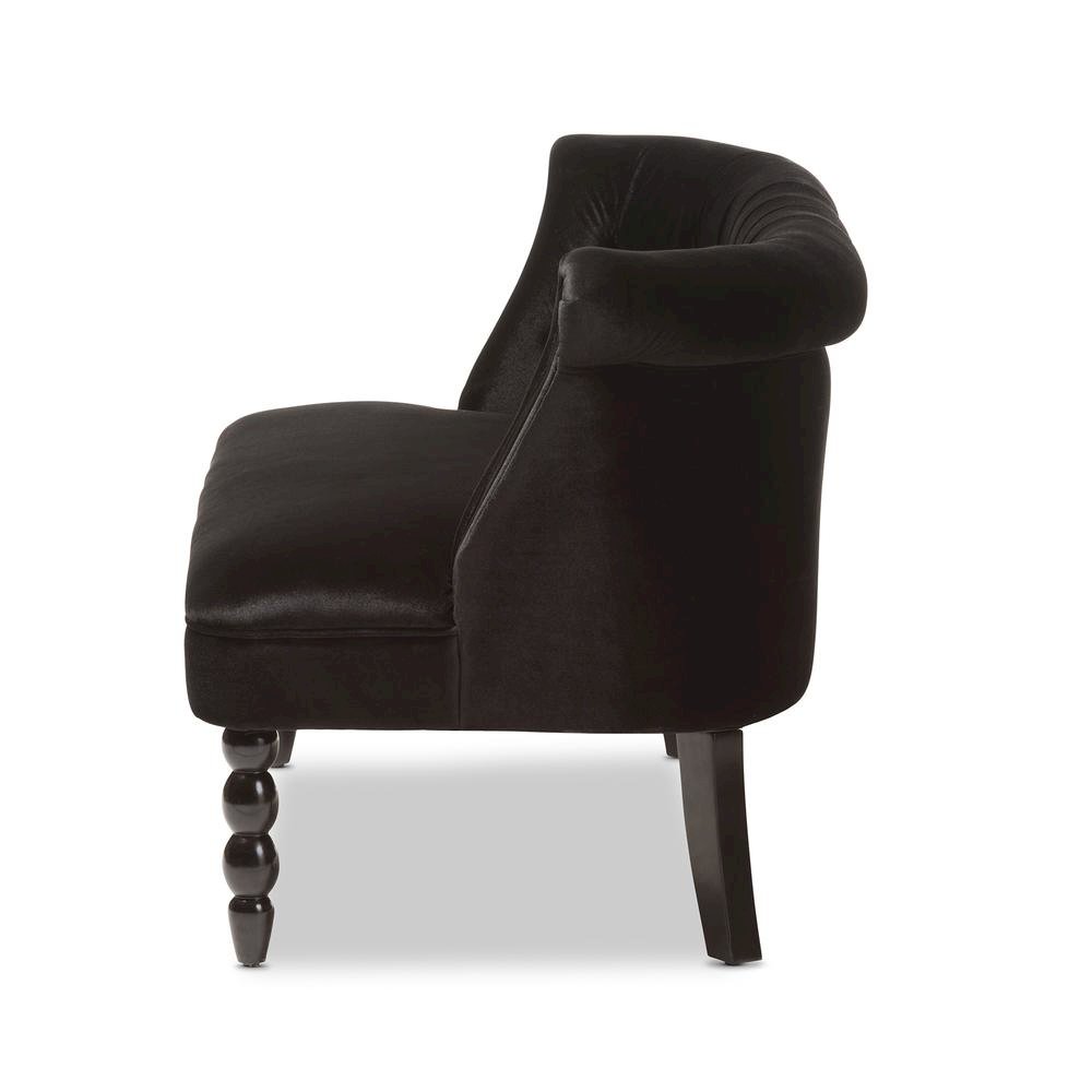 Black Velvet Fabric Upholstered 2-seater Loveseat. Picture 13