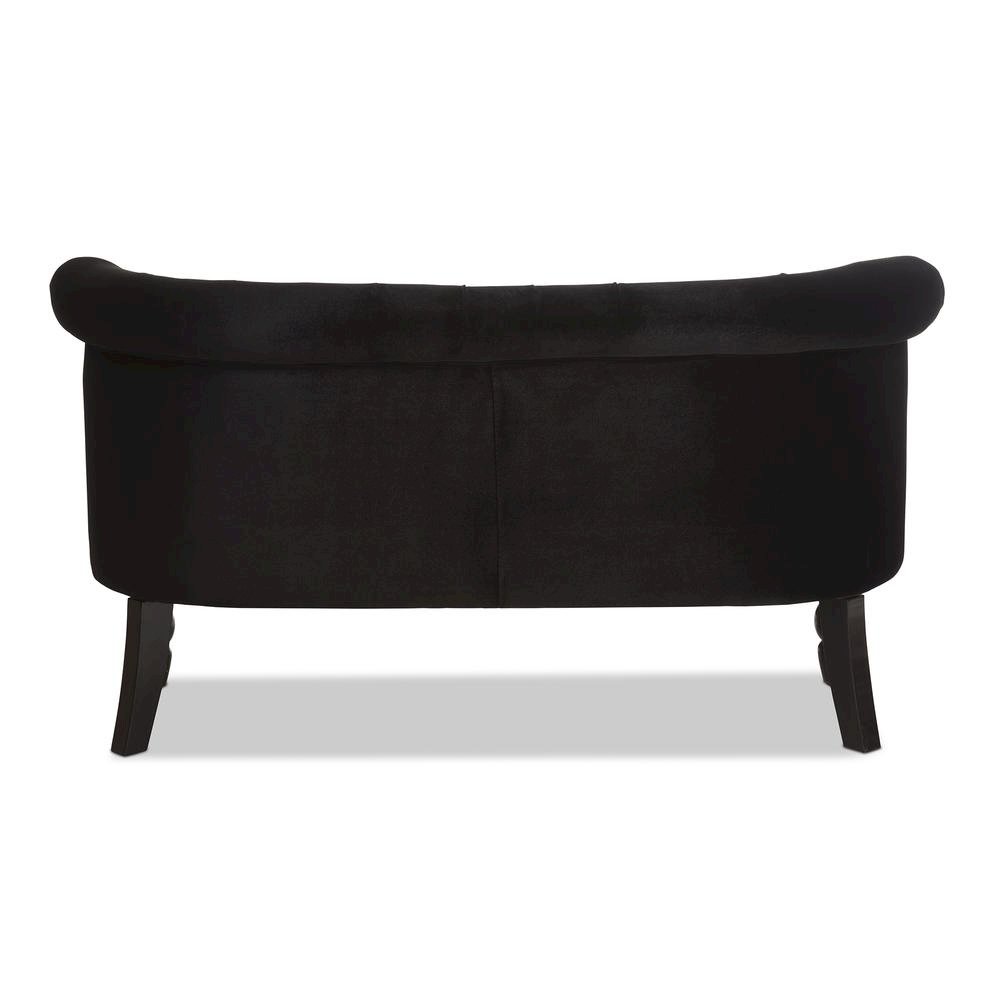 Black Velvet Fabric Upholstered 2-seater Loveseat. Picture 14