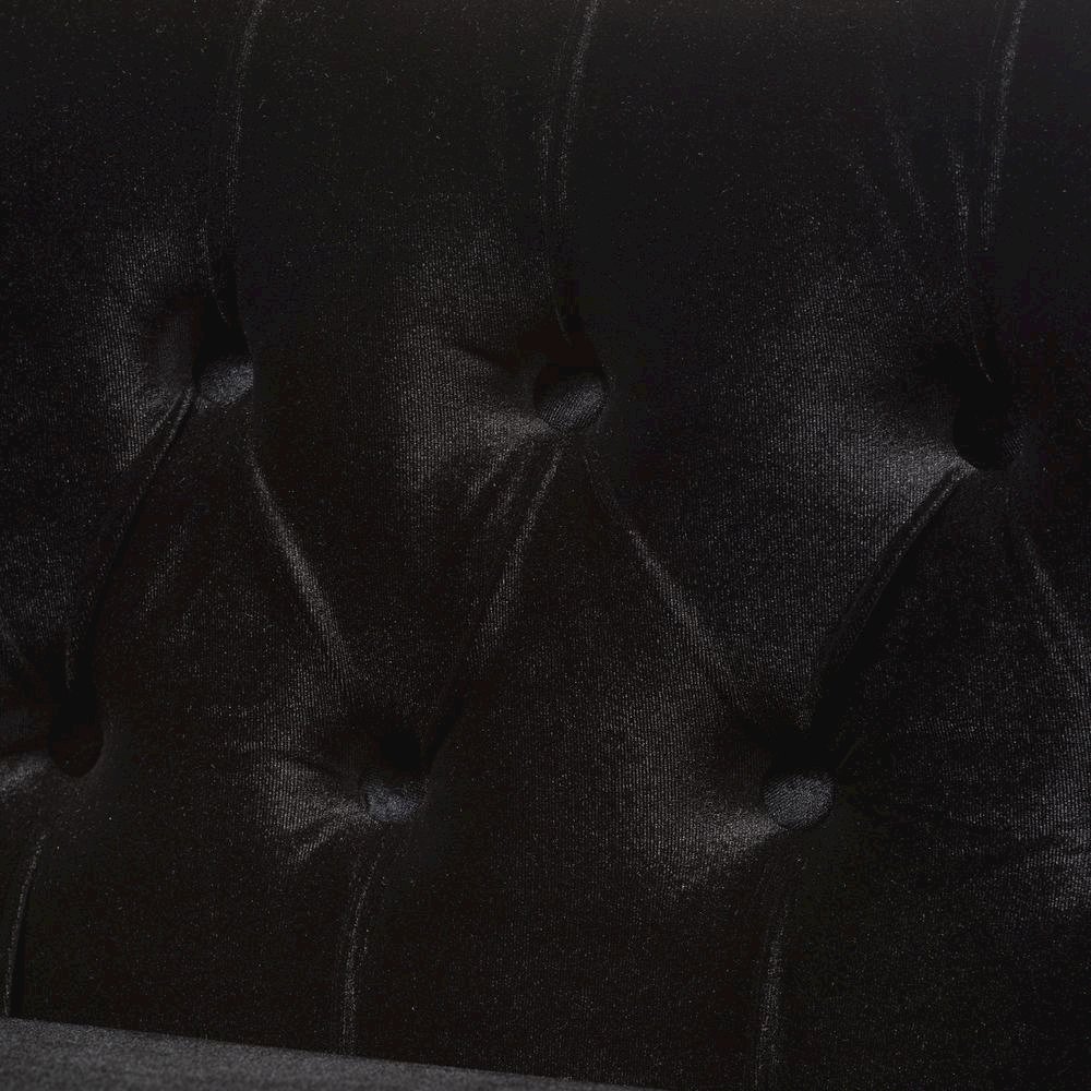 Black Velvet Fabric Upholstered 2-seater Loveseat. Picture 15