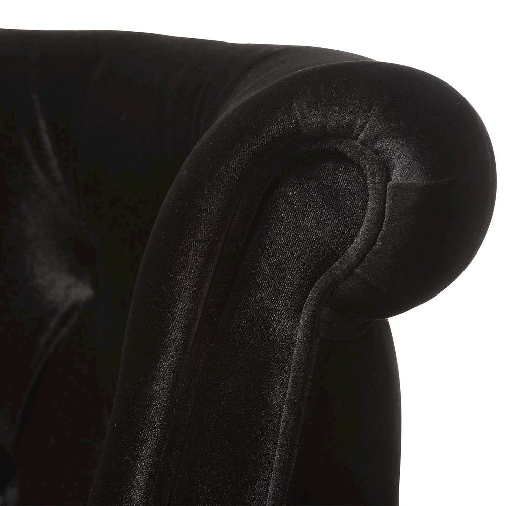 Black Velvet Fabric Upholstered 2-seater Loveseat. Picture 16