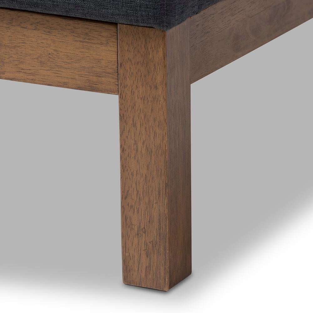 Dark Grey Fabric Upholstered Walnut-Finished Twin Sized Platform Bed. Picture 13