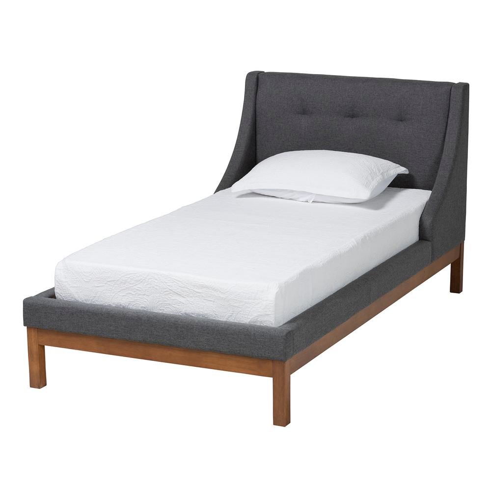 Transitional Dark Grey Fabric Upholstered Twin Size 3-Piece Bedroom Set. Picture 14