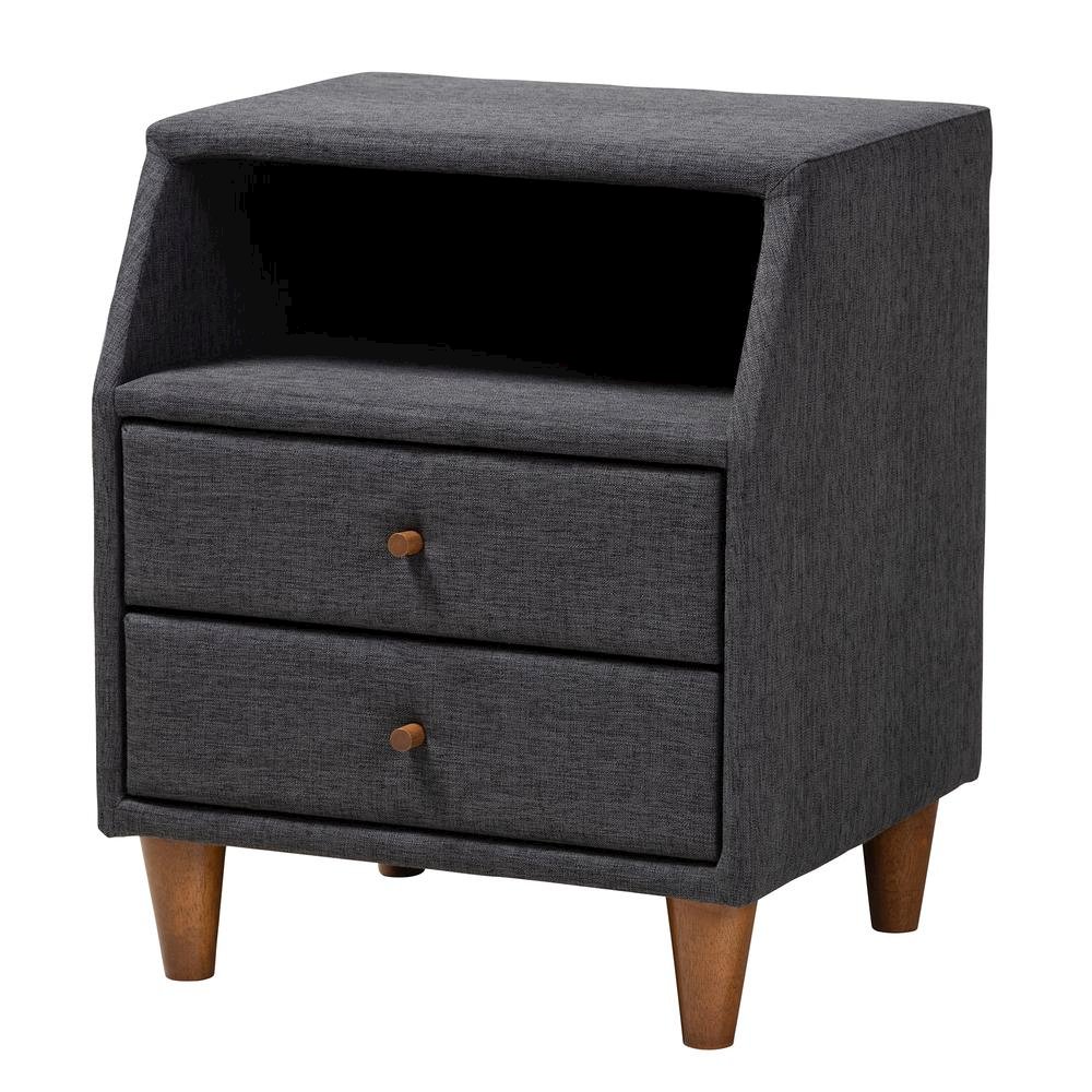 Transitional Dark Grey Fabric Upholstered Twin Size 3-Piece Bedroom Set. Picture 15