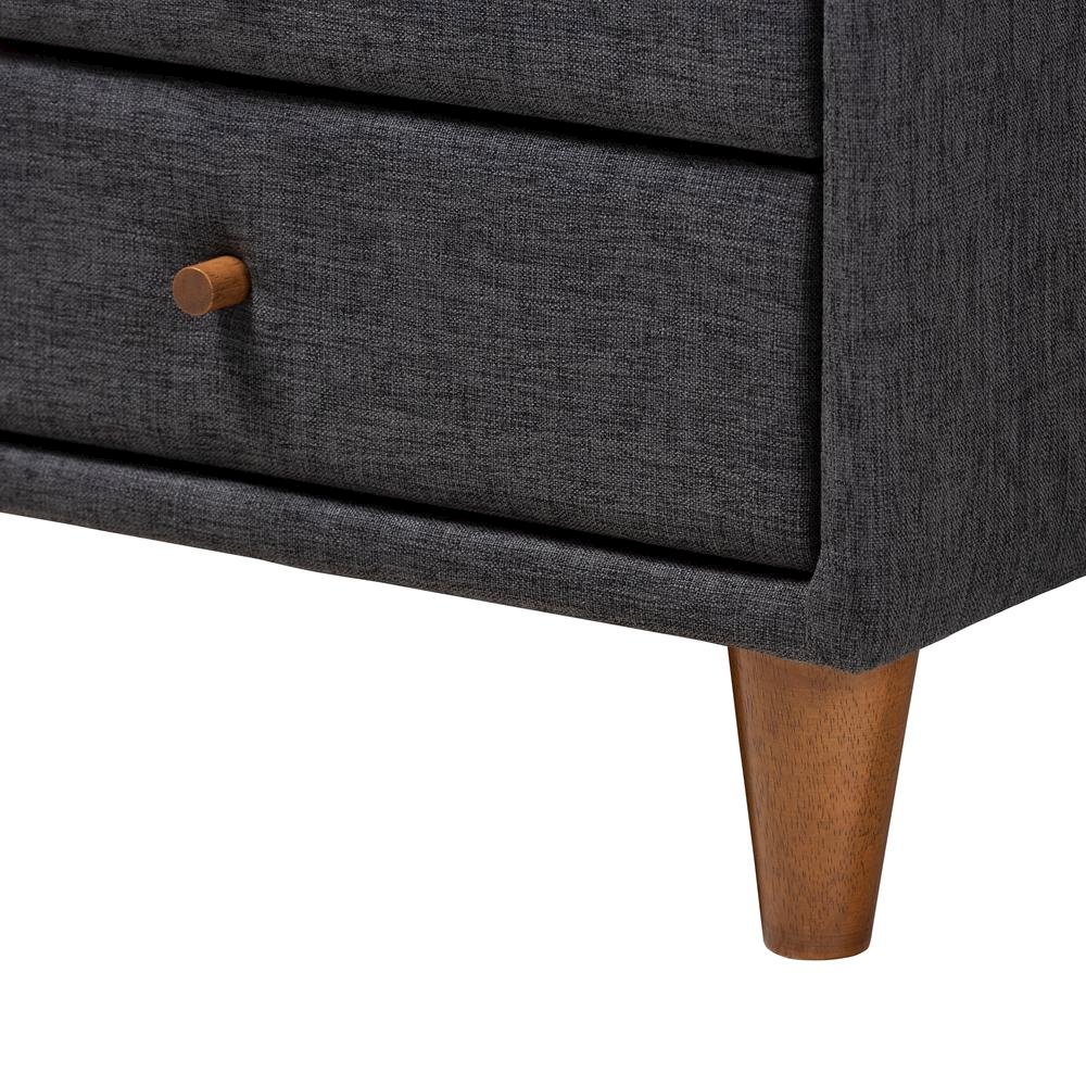 Transitional Dark Grey Fabric Upholstered Twin Size 3-Piece Bedroom Set. Picture 16