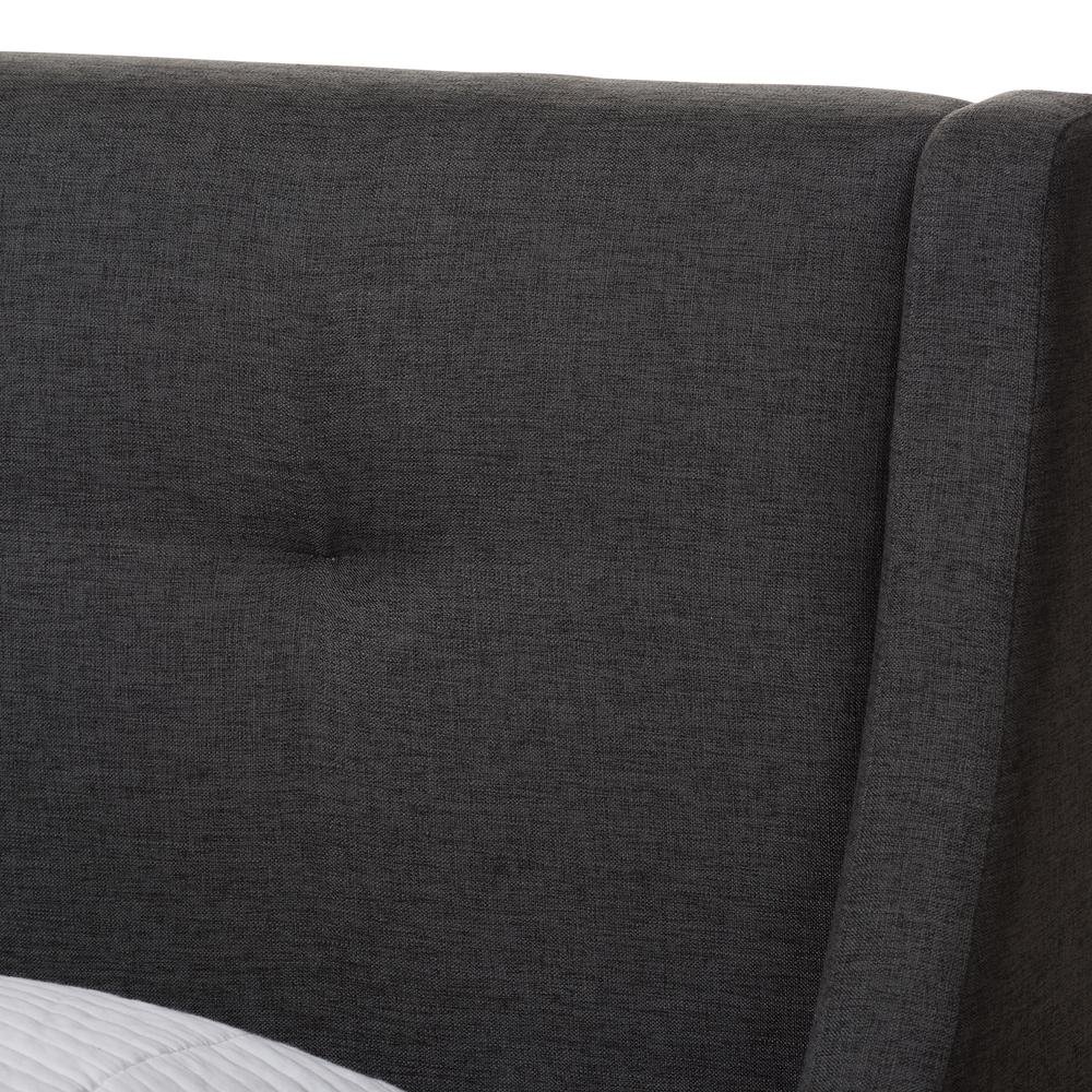 Transitional Dark Grey Fabric Upholstered Twin Size 3-Piece Bedroom Set. Picture 17