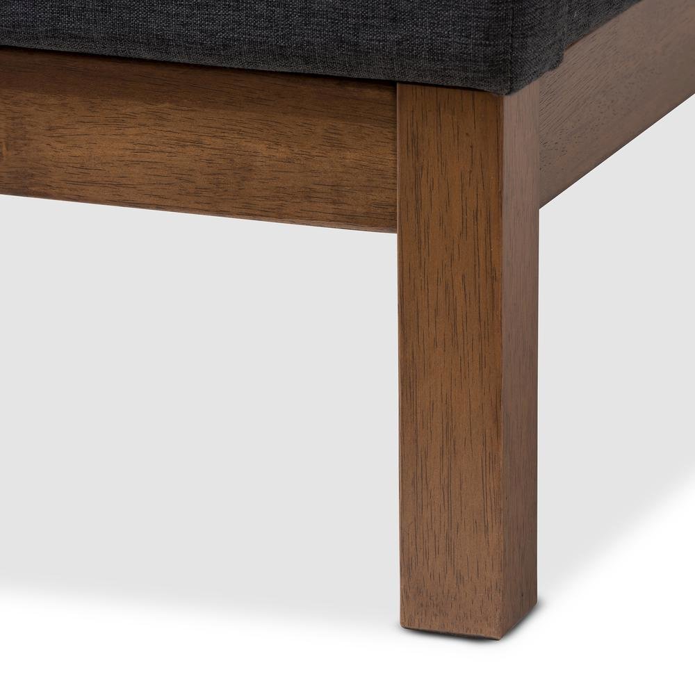 Dark Grey Fabric Upholstered Walnut-Finished Full Sized Platform Bed. Picture 12