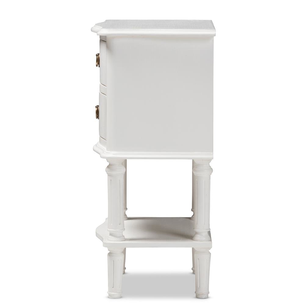 Audrey Country Cottage Farmhouse White Finished 2-Drawer Nightstand. Picture 14
