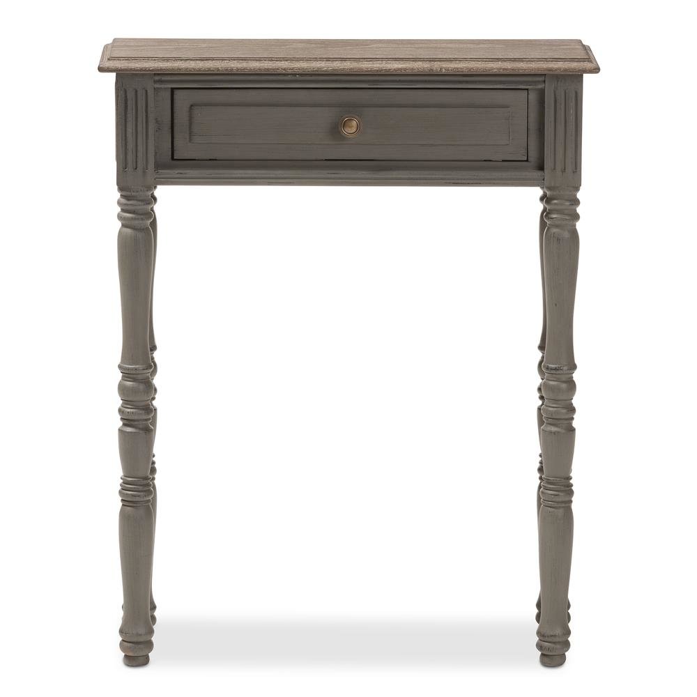 Noemie Country Cottage Farmhouse Brown Finished 1-Drawer Console Table. Picture 14