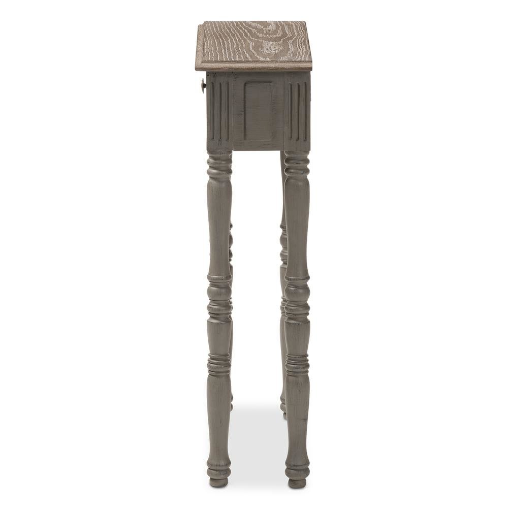 Noemie Country Cottage Farmhouse Brown Finished 1-Drawer Console Table. Picture 15