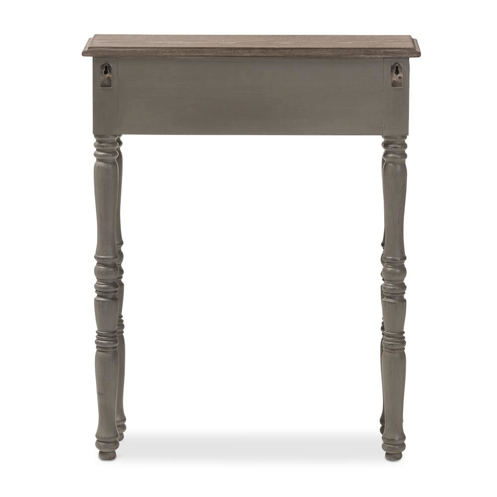 Noemie Country Cottage Farmhouse Brown Finished 1-Drawer Console Table. Picture 16