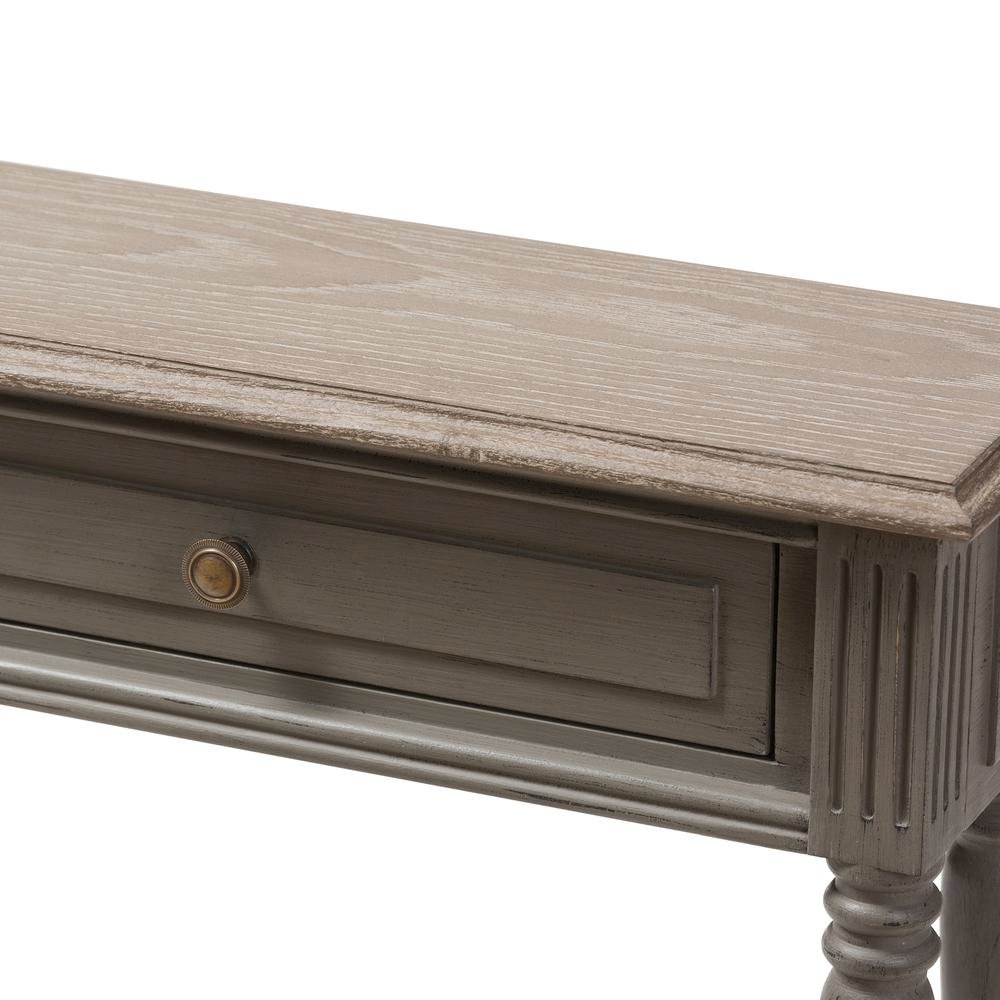 Noemie Country Cottage Farmhouse Brown Finished 1-Drawer Console Table. Picture 17