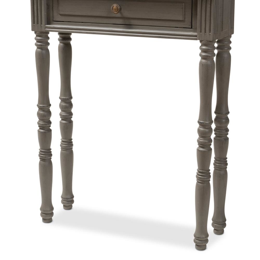 Noemie Country Cottage Farmhouse Brown Finished 1-Drawer Console Table. Picture 19