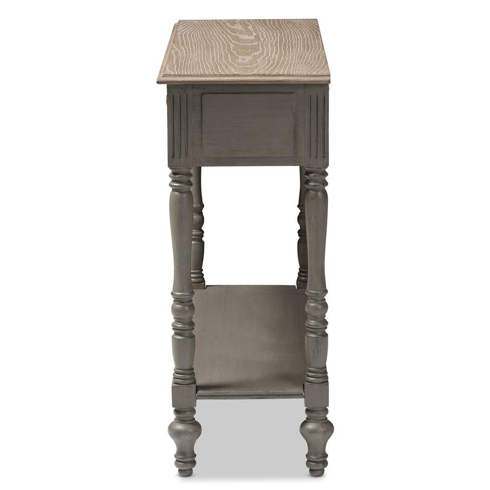 Noemie Country Cottage Farmhouse Brown Finished 2-Drawer Console Table. Picture 13