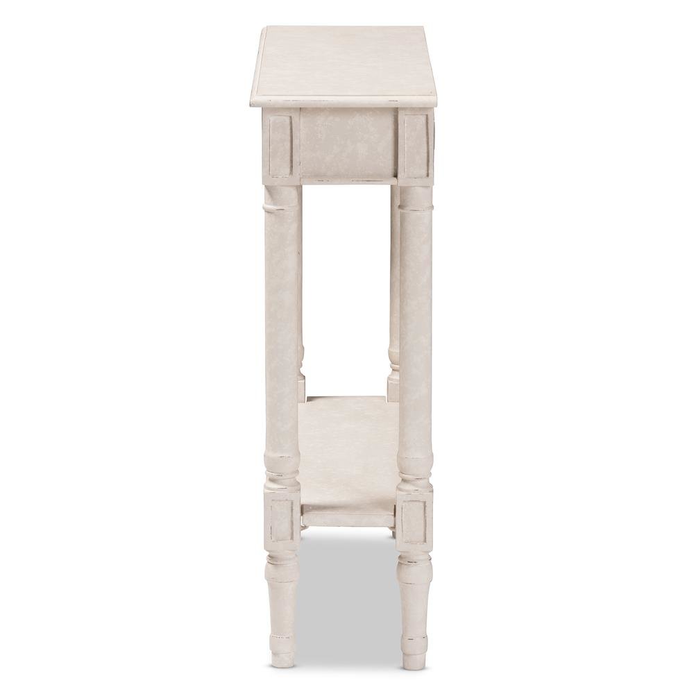 Ariella Country Cottage Farmhouse Whitewashed 1-Drawer Console Table. Picture 16