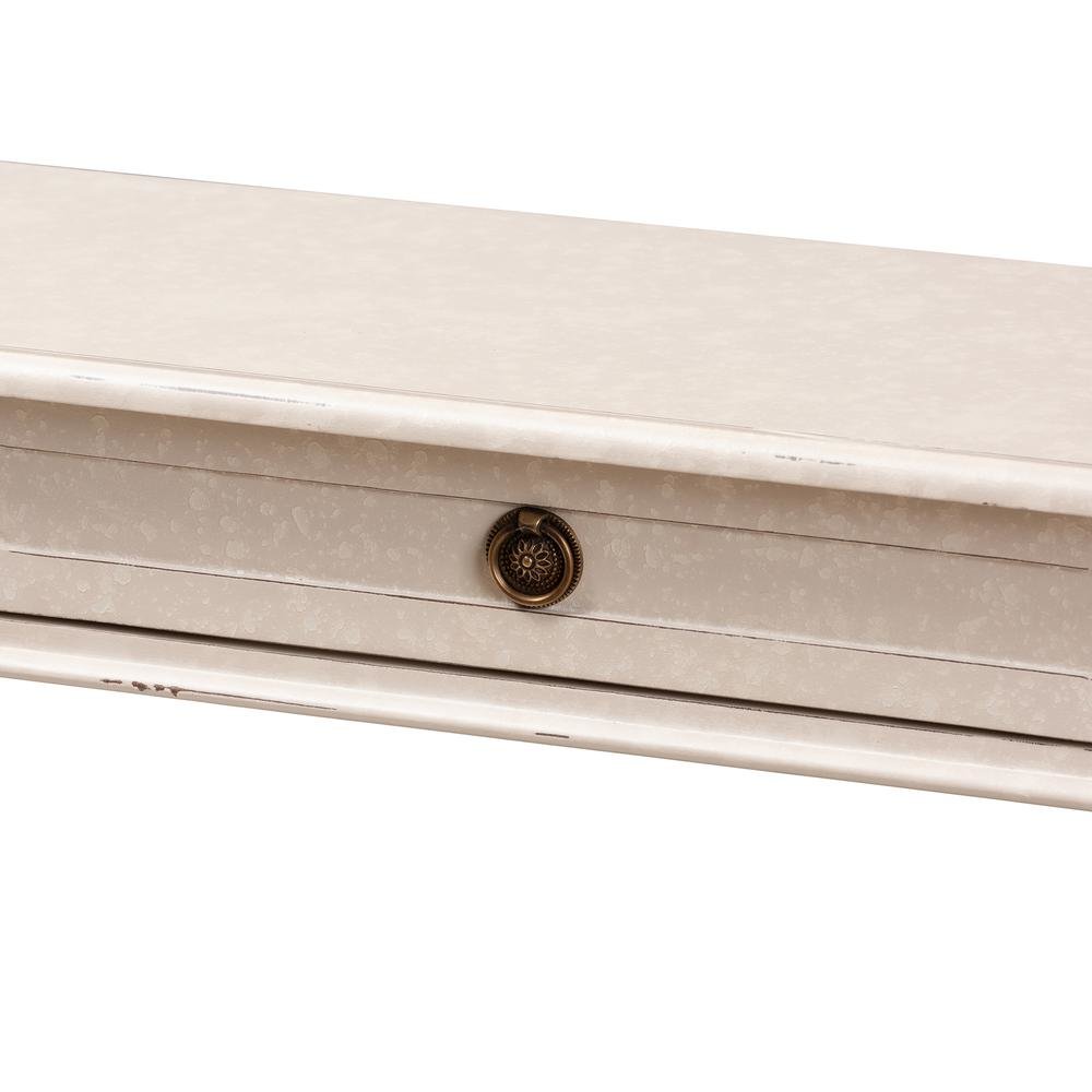 Ariella Country Cottage Farmhouse Whitewashed 1-Drawer Console Table. Picture 19