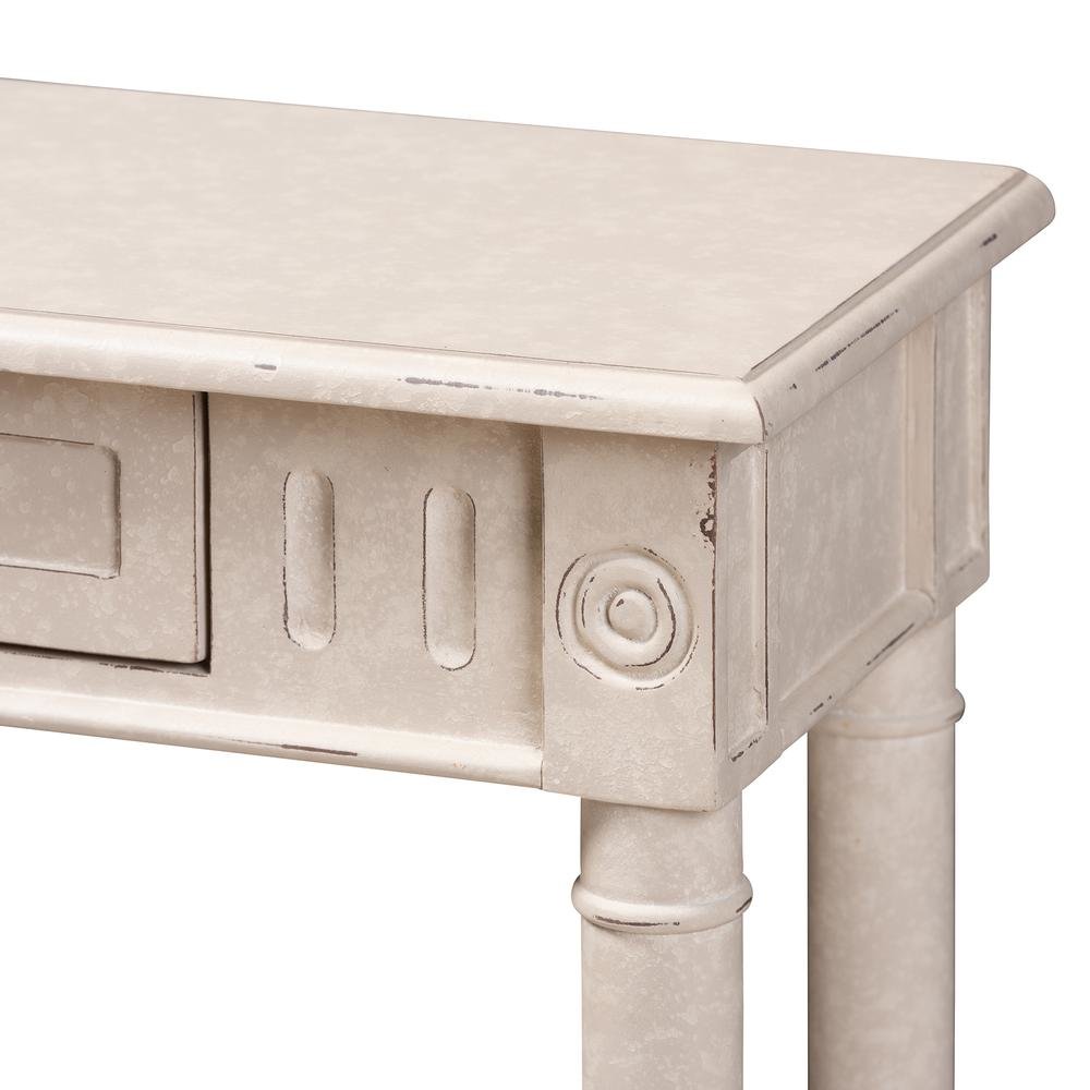 Ariella Country Cottage Farmhouse Whitewashed 1-Drawer Console Table. Picture 20