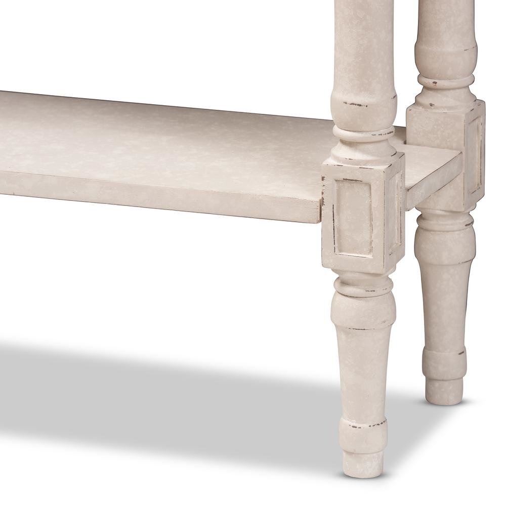 Ariella Country Cottage Farmhouse Whitewashed 1-Drawer Console Table. Picture 21