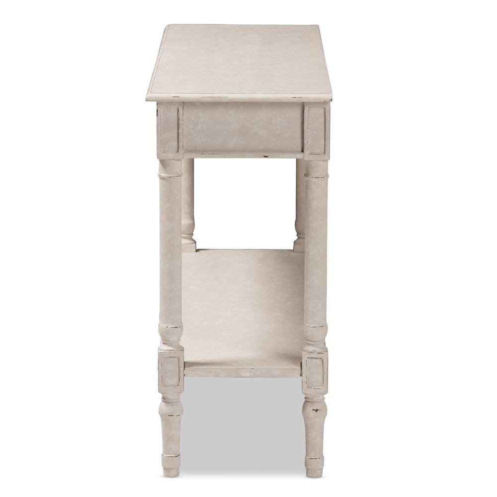 Ariella Country Cottage Farmhouse Whitewashed 1-Drawer Console Table. Picture 15