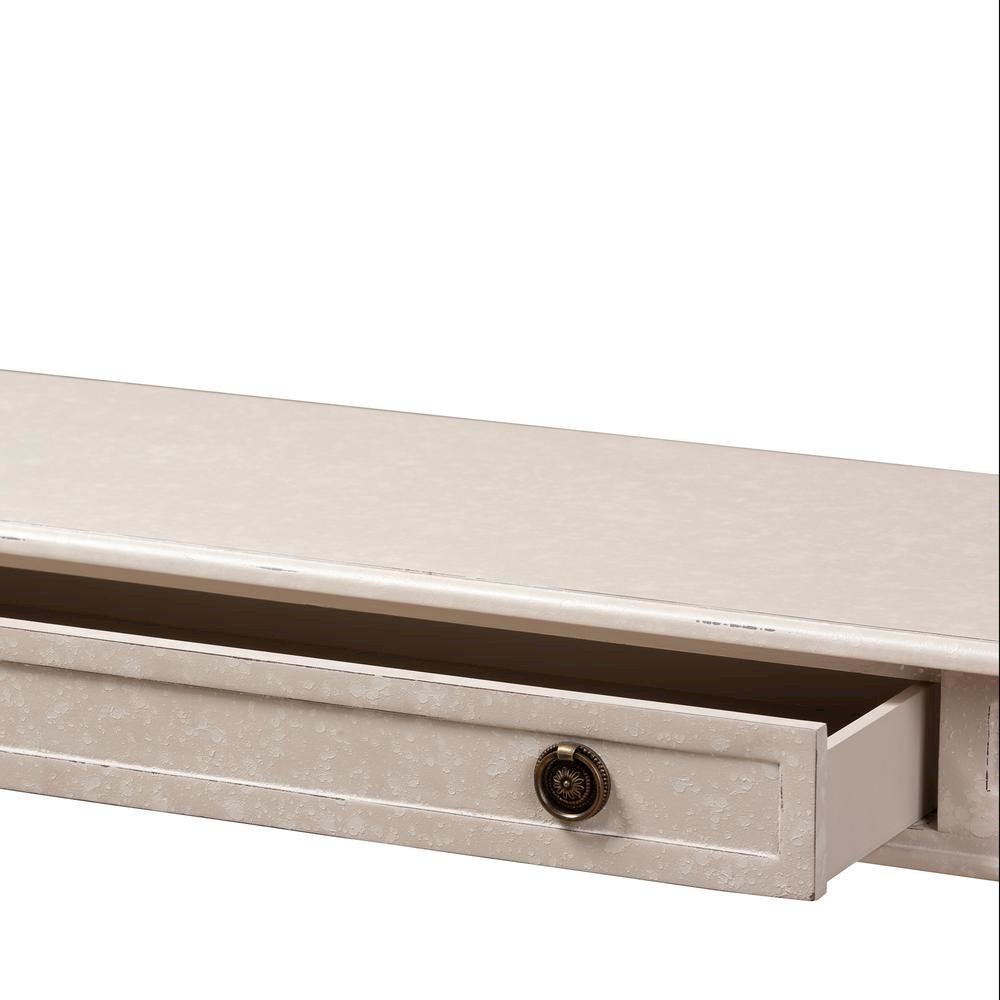 Ariella Country Cottage Farmhouse Whitewashed 1-Drawer Console Table. Picture 18