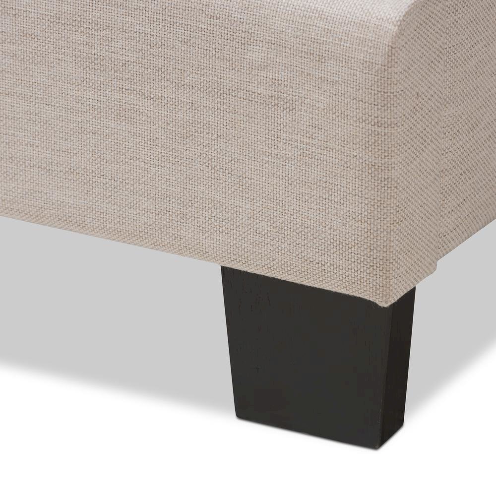 Audrey Modern and Contemporary Light Beige Fabric Upholstered Full Size Bed. Picture 15