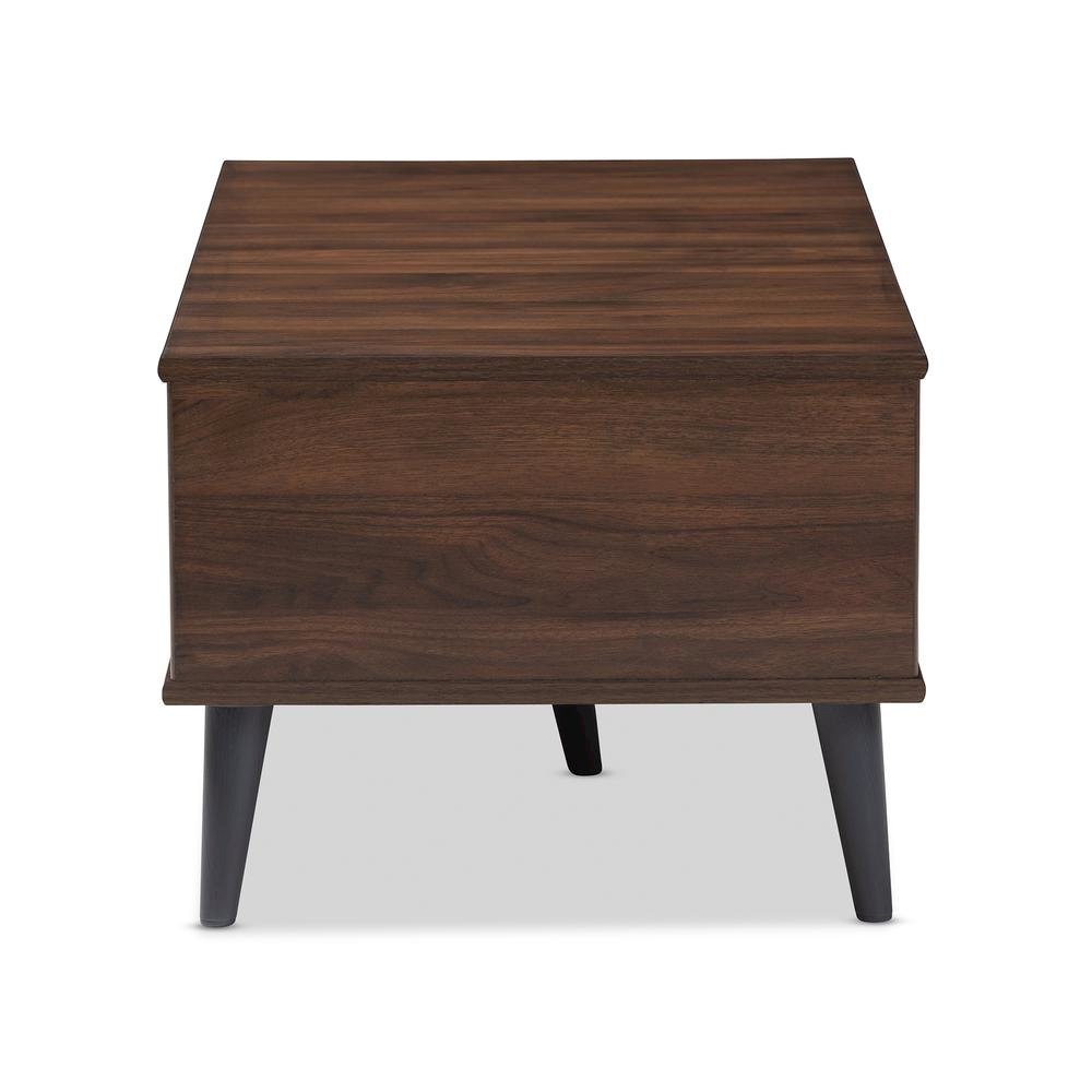 Pierre Mid-Century Modern Brown and Dark Grey Finished Wood Coffee Table. Picture 10