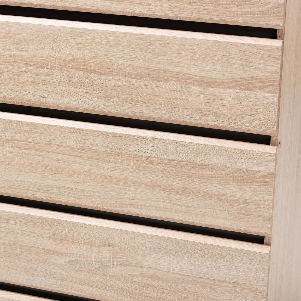 Baxton Studio Miren Mid-Century Modern Light Oak and Dark Grey 5-Drawer Chest. Picture 15