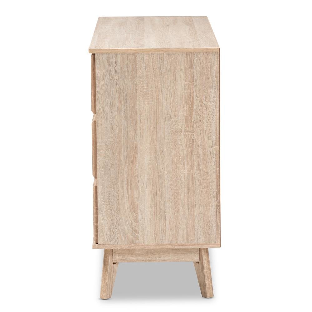 Baxton Studio Miren Mid-Century Modern Light Oak and Dark Grey 6-Drawer Dresser. Picture 14