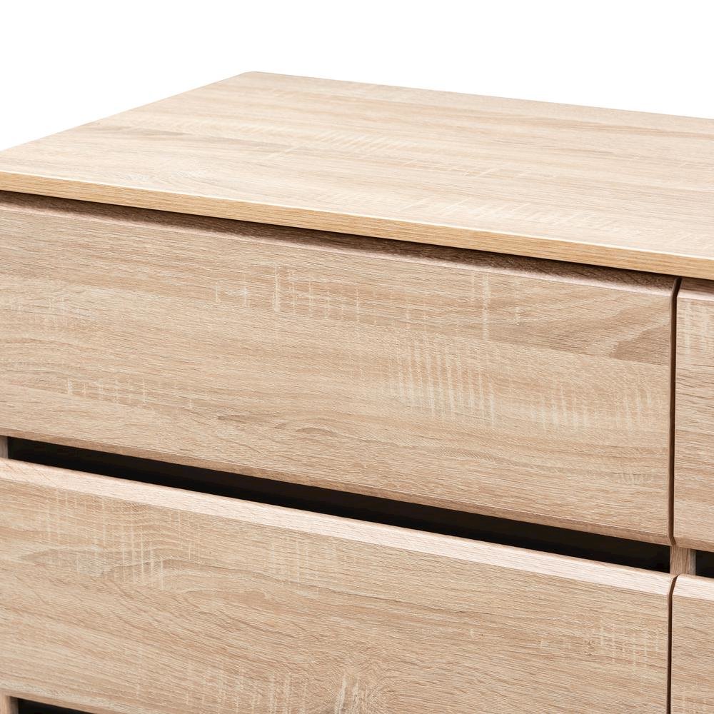 Baxton Studio Miren Mid-Century Modern Light Oak and Dark Grey 6-Drawer Dresser. Picture 15