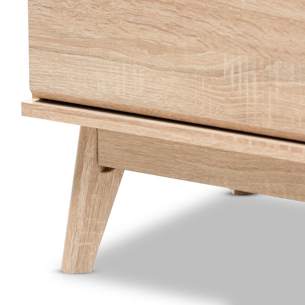 Baxton Studio Miren Mid-Century Modern Light Oak and Dark Grey 6-Drawer Dresser. Picture 17